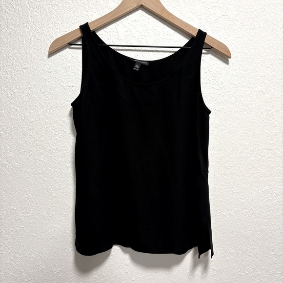 Eileen Fisher 100% Silk Black Scoop Neck Tank Top XXS - Picture 1 of 7